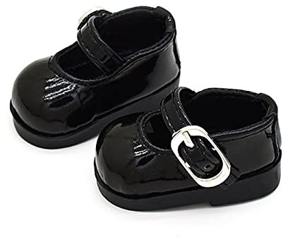 niannyyhouse Muñeca de peluche de 20 cm, zapatos de piel de tacón alto, longitud de 5 cm, accesorios de muñeca (negro)