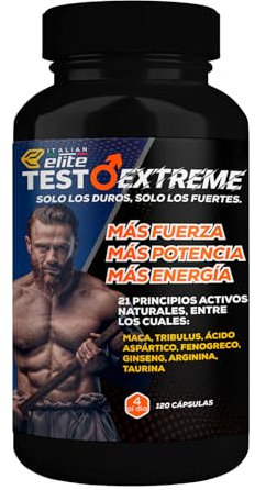 Italian Elite® Testo Extreme 120 caps Maca 8000mg. Tribulus, Fieno Greco, Zinco, Arginina, Ashwagandha, Vitamine e Minerali.