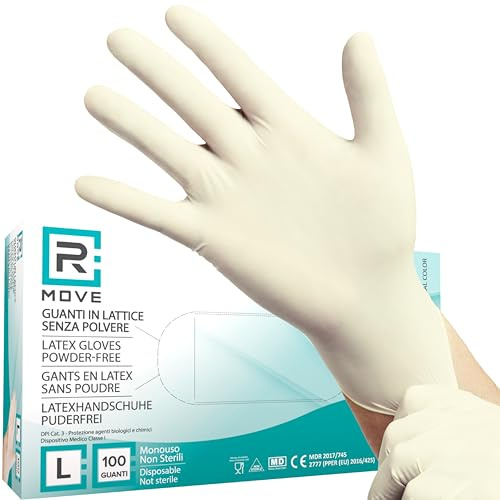 100 st 5,7 g pulverfria engångs latexhandskar, hög känslighet för både handflatan och handflatan, engångshandskar av latex, medicinsk utrustning (100, L)