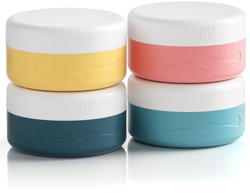 Euqvunn Travel Containers for Toiletries, Silicone Travel Pots with Clear Bag, 40ml Travels Pots for Cream TSA Approved, Leak-proof Essentials for Cosmetic Face Body Hand Cream (4 Pack)