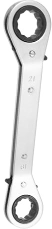 sourcing map Double Box End Reversible Ratcheting Wrench 19mm x 21mm CR-V Steel 25 Degrees Metric Double Head 12-Point 24-Teeth Adjustable Ratchet Gear Socket Spanner, Silver Grey