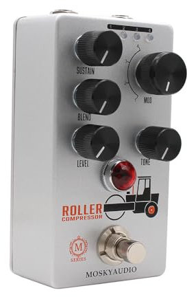 Guitar Compressor Pedal Electric Guitar Effects Pedal Sustain/Blend/Level/Tone Control True Bypass Metal Shell DC 9V 6.35mm Input/Output Interface Mini Guitar Compressor Effector