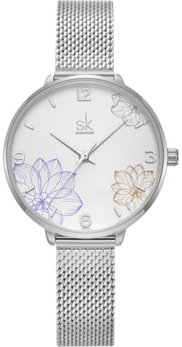 Alienwork SK Armbanduhr Damen Blumen Elegant