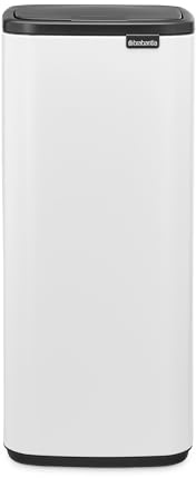Brabantia Poubelle Bo Touch 30L (Blanche) – Poubelle cuisine compacte à ouverture automatique soft-touch – Système de tri des déchets avec seau amovible – Sacs-poubelle PerfectFit gratuits inclus