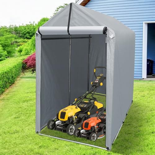 Garde-Partage Portable avec Un Cadre en Acier galvanisé et Couvercle de Toit polyéthylène imperméable à Trois Couches pour Le Stockage d'équipement Jardin extérieur Gris. W:120xD:188xH:165cm