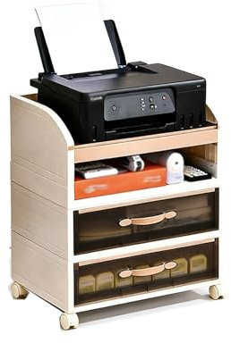 YOWLLXOF 5 Capas Mueble Impresora, Carro para Impresora móvil con Ruedas y Cajones Transparentes, para Suministros Oficina,Documentos Organización Home Office(24 * 14.2in)