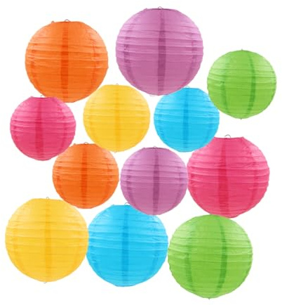 Lanterne Di Carta AUEJACKY 12 Pezzi Lanterna Di Carta Rotonde Da Appendere, Multicolore Lanterne Cinesi, 15/20/25 CM, Per Decorazioni Di Matrimoni, Compleanni, Feste Ed eventi. (multicolori)