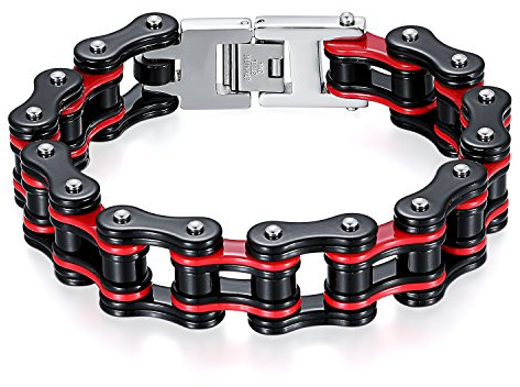 JewelryWe Schmuck Herren Biker Kette Armband, Groß Schwer Hochglanz Poliert Fahrradkette Motorradkette Armkette Armreif aus Edelstahl, 5 Verschiedene Modellen