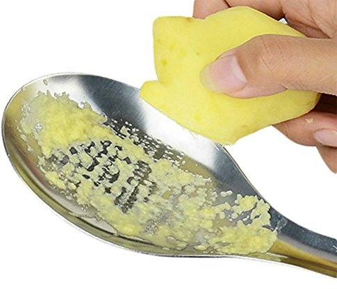 Xrten Stainless Steel Grinding Spoon, Ginger Grater Spoon for Shredded Ginger Garlic, Wasabi Garlic Grinding Tools for Home/Kitchen
