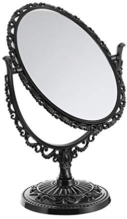 Beaupretty Vintage Tischspiegel Vintage Desktop Make-Up Spiegel Stehend Ovalen Kosmetik Doppelseitigen Dekorativen Retro Antiken Dekoration (Schwarz) Schminktisch