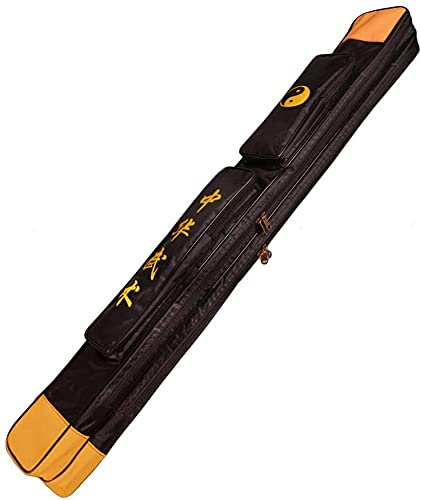 G-LIKE Japanese Bokken Carrying Bag - Single and Double Layer of Sword Bag Carry Case with Multiple Pockets - Canvas with PU (Yellow&Black, Double)