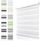 Doppelrollo Klemmfix ohne Bohren Weiß B70 x H150cm(Stoffbreite 65cm) Duo Rollos für Fenster ohne Bohren Klemmrollo Zebrarollo Seitenzugrollo mit Kindersicherung Fenster Rollos für innen