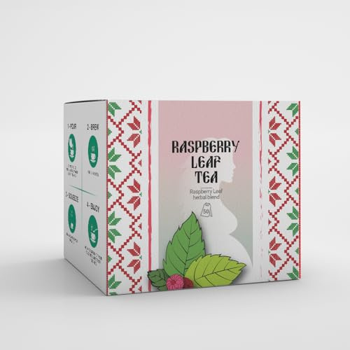 Raspberry Leaf & Peppermint Tea by Amelia Rose | 50 Tea Bags | Pregnancy, Expectant mothers and Caffeine free herbal tea