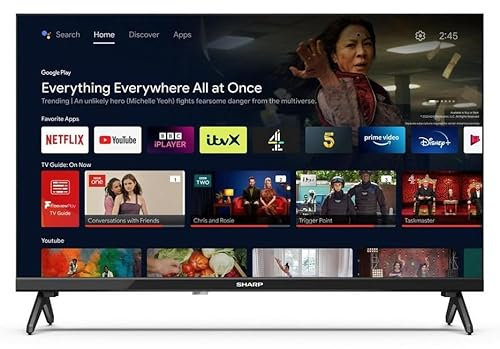 Sharp SMART Android TV 1T-C24FH2KL2AB 24 HD Ready Google Assistant C Grade