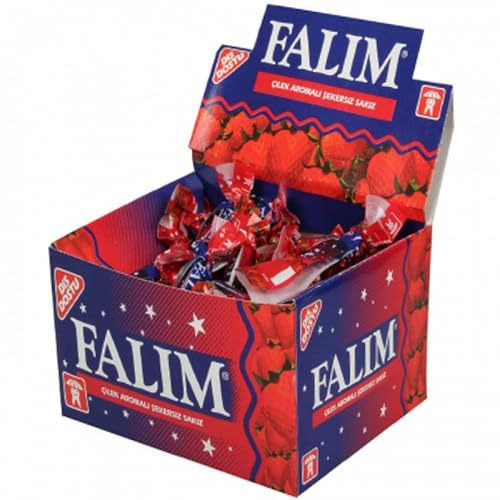 Trinovi Falim - Goma de mascar sin azúcar, sabor a fresa, 100 unidades en caja, sabor refrescante, frescura duradera, sin azúcar, sin azúcar, con sabor a fresa en caja