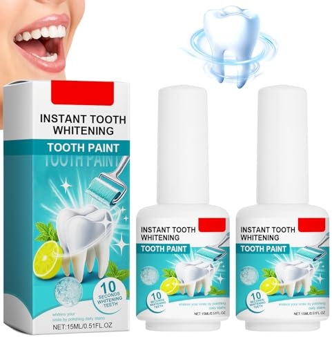 Lot de 2 laques dentaires blanchissantes blanchissantes - Parfum frais - Gel de blanchiment des dents