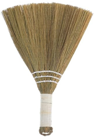 PartyKindom Balai Intérieur Main Naturel Tressé Paille De Miscanthus Léger Et Compact Manche sans Manche Balai Nettoyage Multifonction pour Poussière Poils Et Cheveux Nettoyage Bureau Et
