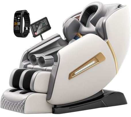 Fauteuil de Massage Complet, Gravité Zéro Avec Piste SL Et Bluetooth Chauffage Du Corps Entier Fauteuil de Massage Inclinable Y-12B(Bianco)