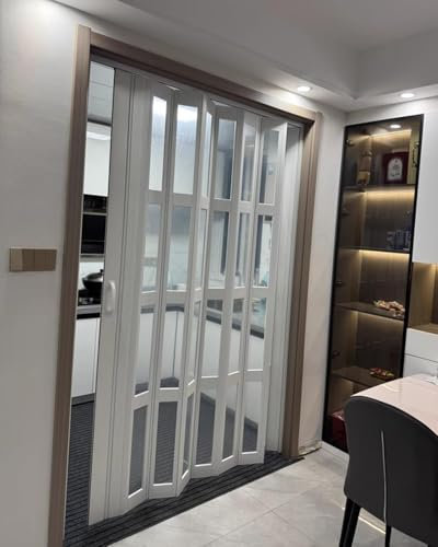 Puerta plegable corrediza de PVC, pantalla retráctil que ahorra espacio para baño, cocina y habitaciones pequeñas