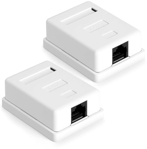 AOOSU Cat6A Universal Network Socket - 10 Gbit/s Shielded LAN Socket for Surface-Mounted and Flush-Mounted, Compatible with CAT6/CAT5 for Communication and Socket Connection 2PCS