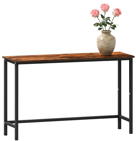 Tavolo da console stretto per corridoio, piccolo divano tavolo per piccoli spazi, telaio in metallo industriale per soggiorno, ingresso, camera da letto, marrone rustico