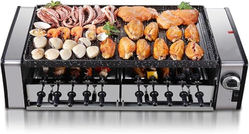 Electric Smokeless Barbecue Indoor BBQ Double Layer Grill with Automatic Rotating 10-pin Skewers Machine - Multifunctional and Convenient BBQ Solution