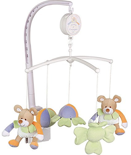 Doudou et Compagnie - DC1009 Musik-Mobile für Babys, mit Plüschmaus, 34 x 34 x 85 cm, Orange