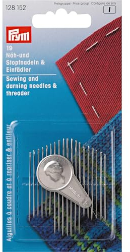 Prym 128152 Näh/Stopfnadel-Sortiment mit Einfädler, Silber