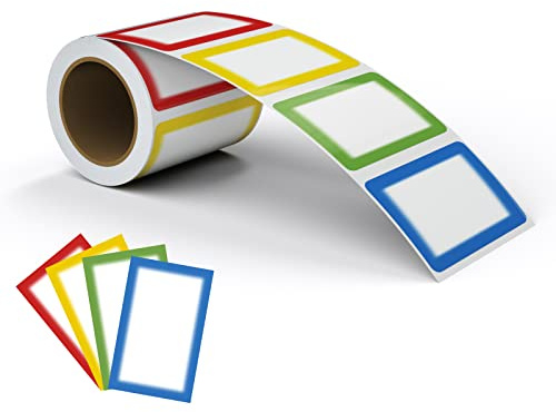 200 Stickers Colorful Plain Name Tag Labels, 3.5x2.25 Inch Border Name Tags