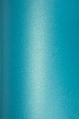 Netuno 100x Bastelkarton Perlmutt Türkis DIN A4 21 x 29,7 cm 290g Cocktail Curacao Perlglanzkarton Metallic-Karton mit Perlmutt-Effekt bedruckbar für Einladungskarten Hochzeitskarten Visitenkarten
