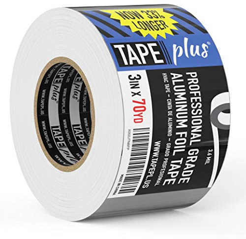 TapePlus Aluminum Foil Tape - Heat-Resistant HVAC Tape - Waterproof Weather Barrier - High-Temp Thermal Seal - 3 in x 210 ft, Silver