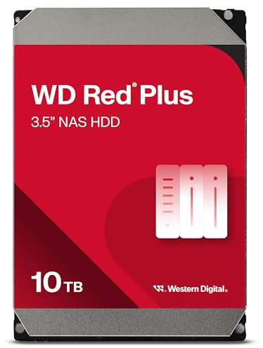WD Red Plus 10TB NAS 3.5 Internal Hard Drive - 7200 RPM Class, SATA 6Gb/s, CMR, 256MB Cache