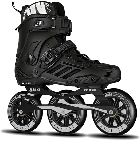 3 hjul inline-skridskor för män kvinnor, professionella rullskridskor för män och kvinnor, högpresterande hastighetsskridskor för vuxna med 110 mm hjul svart