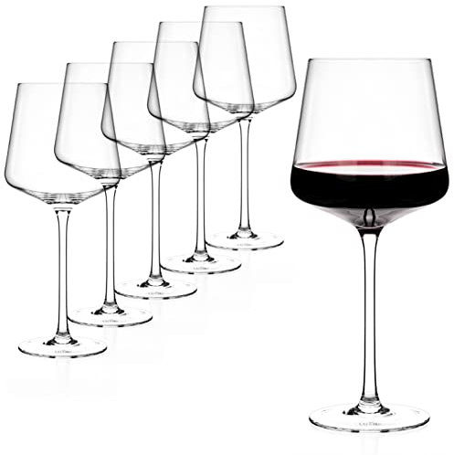 Luxbe - Crystal Wine Glasses, Set 6, 15.3 fl. oz - Small Red White Wine Glasses - 100% LeadFree Glass - 450 ml