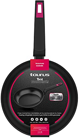 Taurus - Sartén 28cm | Aluminio forjado | Mango ergonómico | Todo tipo de fuegos | Recubrimiento antiadherente | Apta para lavavajillas | Libre PFOA | Sarten cacerola | Negra