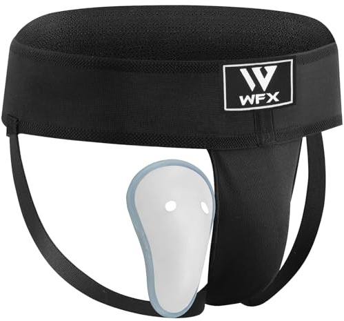 WFX Groin Guard for Boxing Kickboxing and MMA Fighting Muay Thai Abdominal Adjustable Sparring Groin Protector Jockstrap Taekwondo Karate Training Underwear for Martial Arts Jiu Jitsu BJJ (S)