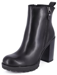 QUEEN HELENA Tronchetti di Pelle con Tacco Alto Stivaletti con Plateau Donna QH23-S407 (Nero, Sistema Taglie Calzature EU, Adulto, Donna, Numero, Media, 39)