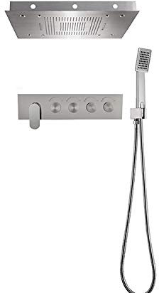 Juego de ducha de baño empotrable multifunción cabezal de ducha de temperatura constante kit de cabezal de ducha de lluvia cómodo (material: acero inoxidable)