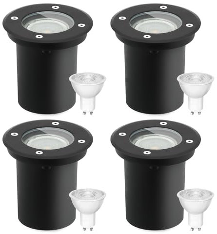 Goodia Spot Led Encastrable Exterieur sol Rond Pour Gu10, Spot Encastrable Exterieur IP67 Étanche 3W 230V 3000K Blanc Chaud, Borne Eclairage Exterieur pour Jardin Chemin Parc Cour