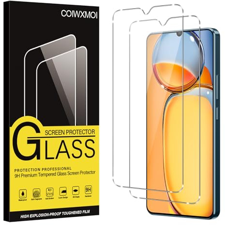 Coiwxmoi 2 Piezas Protector Pantalla para Xiaomi Redmi 13C Cristal Templado Dureza 9H Antiarañazos Antihuellas Sin Burbujas Ultra HD Transparente Ultra Resistente Vidrio Película
