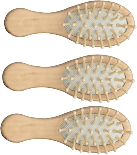 Frisörkammar,kammar for kvinnor,kammar for män,hårkammar,3st Träkampaddel löshårborste Hårkammar for män Hårborste med handtag Rund träborste Hårmassagerkam 12x4cm
