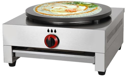 Máquina para hacer crepas, máquina comercial para hacer crepas de 15.7 pulgadas, máquina para hacer panqueques a gas, plancha antiadherente para crepas, para hacer panqueques de huevo, perritos cali