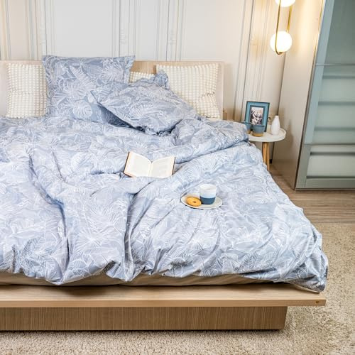 DRAP HOUSE Parure de Lit 220x240 cm – 3 Pièces avec 2 Taies 63x63 cm – Housse de Couette en Coton Microfibre Doux et Respirant – Fermeture Éclair Cachée – pour Lit Double