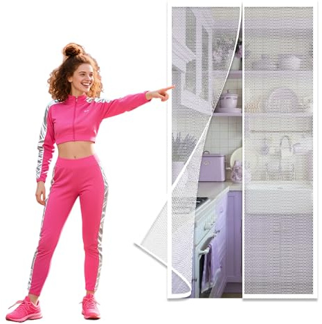 Magnetic Fly Screens for Doors 107 x 201 cm Magnetic Bug Mesh Curtain Powerful Magnet & Full Frame Magic Tape for Single Or Double Door Customize Size, White