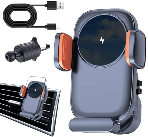 Support de voiture - Support de téléphone de voiture stable 15 W - Chargeur pour voiture sans fil - Station d'accueil de téléphone de charge rapide - Système de verrouillage avec insert uniquement