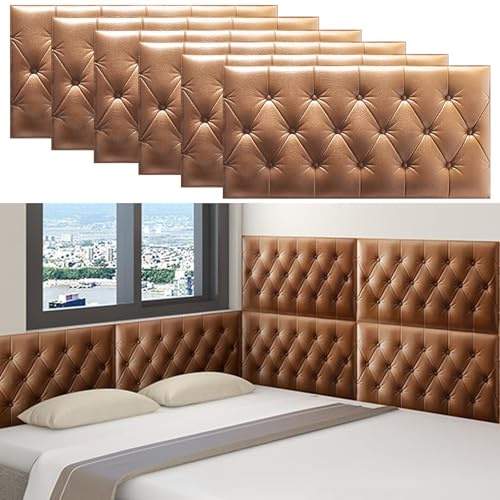 6 Pack 3D Anti-Collision Wall Padding, Peel and Stick Headboard Padded, Upholstered Padded Wall Panels for Bedroom Playroom Wall Protection