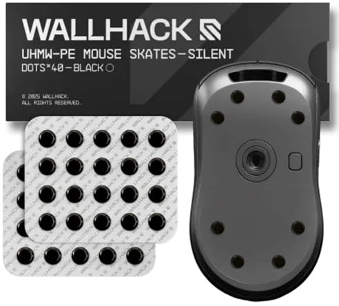 Patins Wallhack UHMW-PE Dot Silencieux |Patins universels gaming pour souris |Glisse ultra-fluide sur tapis tissu & verre |Contrôle et vitesse personnalisables |Application rapide & simple |Noir 7x7mm
