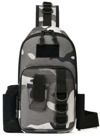 Yechiry wasserdichte Angeltasche mit Großem Fassungsvermögen für die Organisation von Angelgeräten. Wasserdichtes Oxford-Stoffmaterial Zum Angeln, Radfahren, Einkaufen (Graues Tarnmuster)