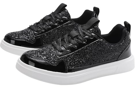 Generiska glitter sneakers strass sneakers lätta tennisskor, svart, 36 EU | Sneakers dam paljetter platta låga strass sneakers glitter loafers sneakers utomhus fritidsskor
