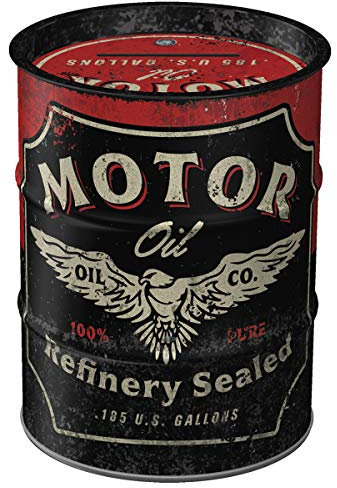 Nostalgic-Art Retro Spardose, 600 ml, Motor Oil – Geschenk-Idee für Motor-Fans, Sparschwein aus Metall, Vintage Blech-Sparbüchse
